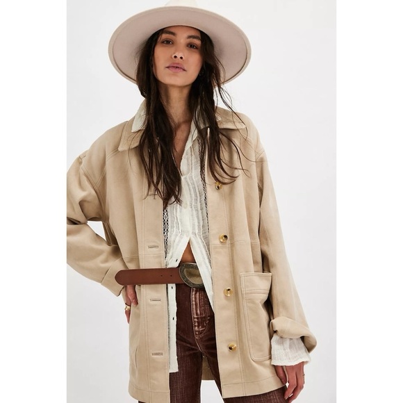 New Free People Annalise Suede Jacket We The Free in Shore Sand - Picture 1 of 16